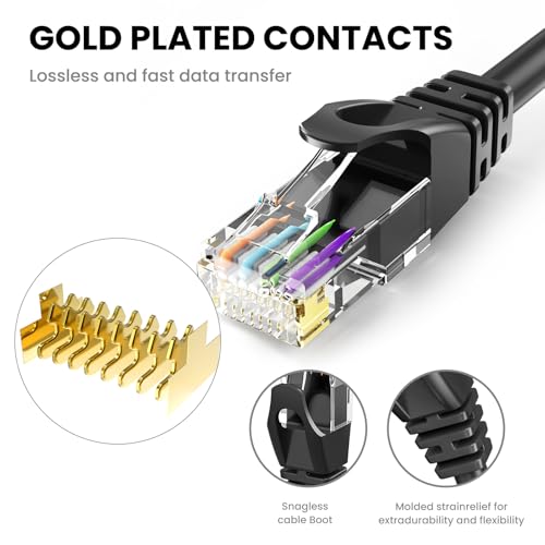 Ultra Clarity Cables Cat 6 Ethernet Cable 6 FT (10 Pack), Cat6 Patch Cable, High Speed 10Gbps 500Mhz Ethernet Cable Network Cord, RJ45 LAN Internet Cable for Computer Modem Router PS4/5 Xbox -Black - Image 5