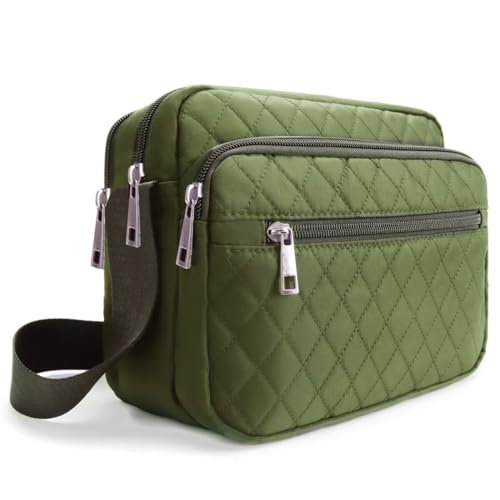 Image of Nylon Crossbody Bags for Women Trendy Quilted Cross Body Purse Medium Crossbody Purses Fashion Ladies Messenger Shoulder Bag