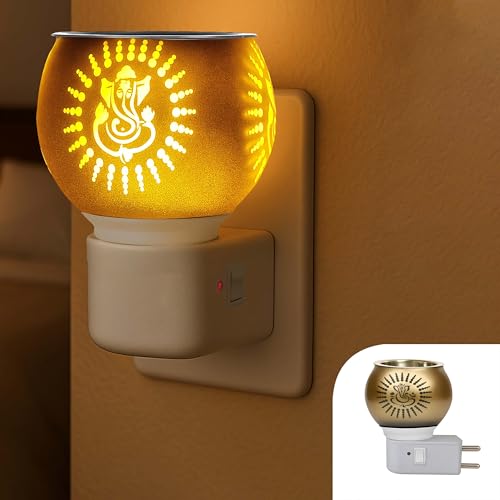 FAMEADDA Ganpati Kapoor Dani Night Lamp Multi Functional Essential Oil Camphor Burner for Fragrance/Aroma Diffuser for Home/Office/Room with Switch On/Off Button for Heating (Yellow)