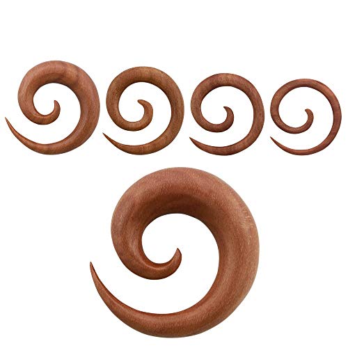 Pierced Owl - Organic Sawo Wood Spiral Tapers, Sold as a Pair2