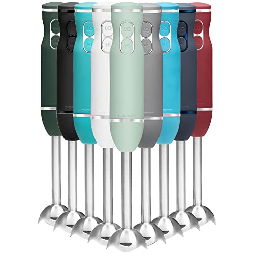 Immersion Stick Hand Blender with Stainless Steel Blades, Powerful Electric Ice Crushing 2-Speed Control Handheld Food Mixer, Purees, Smoothies, Shakes, Sauces & Soups, Sage