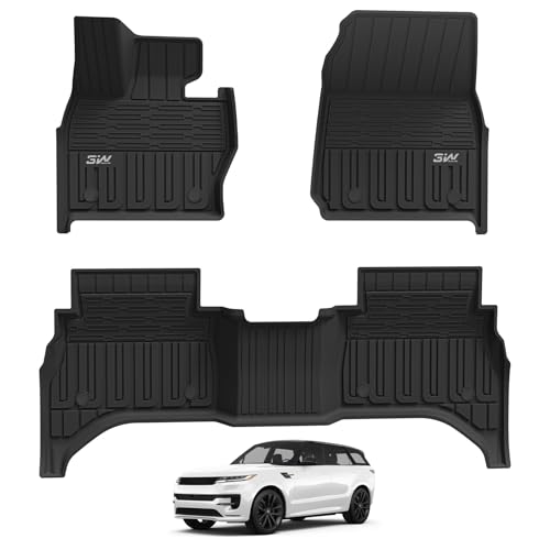 3W Floor Mats Fit Range Rover Sport 2023 2024 2025 2026 (Not for Range/Land Rover Discovery Sport) TPE All Weather Custom Fit for Land Rover Sport 1st and 2nd Row Car Liners Black