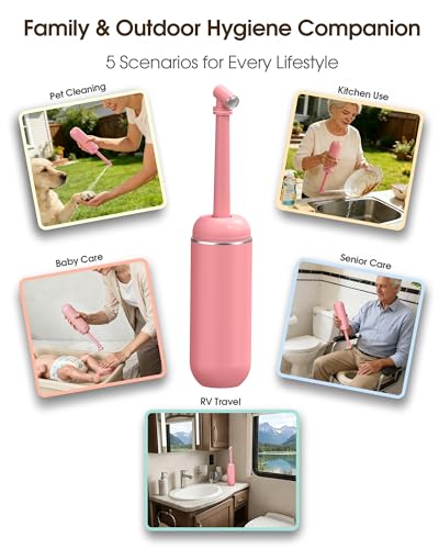 Image of Portable Bidet for Travel & Camping - Manual Squeeze Peri Bottle Handheld | 3 Leak-Proof Seals | BPA-Free | Feminine Hygiene Care Postpartum | Extendable Sprayer with Nozzle for Men&Women-Pink