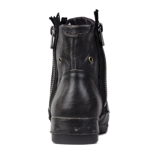 Image of OSSTONE Moto Boots for Men Fashion Zipper-up Leather Chukka Boots Casual Shoes Retro Style OS-5008-8-Retro-US