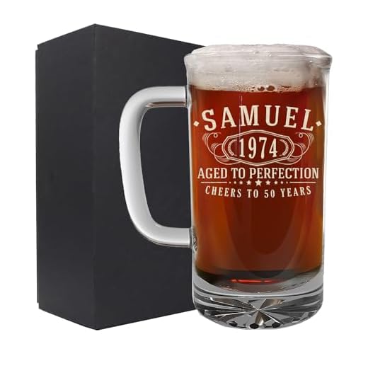 Personalized Vintage 50th Etched 16oz Glass Beer Mug Stein – Custom 1974 Happy 50th Birthday Gifts Men Women Him Her, Customized Decorations, Turning 50 Year Old, Party Favors Supplies, Best Gift Idea