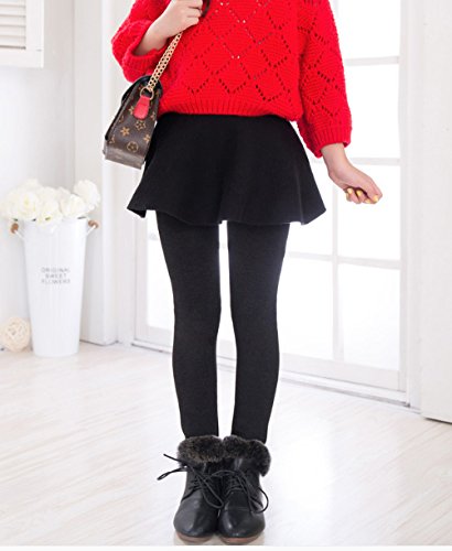 IRELIA Kids Girls 100% Cotton Fleece Lined Solid Leggings Warm Pants for Winter3