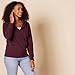 Amazon Essentials Women's Classic-Fit Long-Sleeve Open V-Neck Hooded Sweatshirt, Burgundy, X-Large