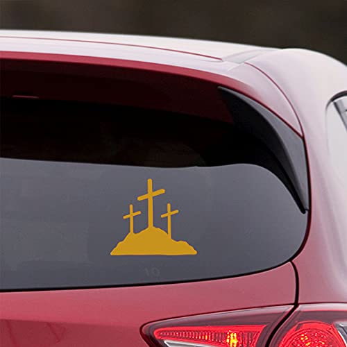 Image of Calvary Crosses Christian Jesus (Metallic Gold) (Set Of 2) Premium Waterproof Vinyl Decal Stickers For Laptop Phone Accessory Helmet Car Window Bumper Mug Tuber Cup Door Wall Decoration