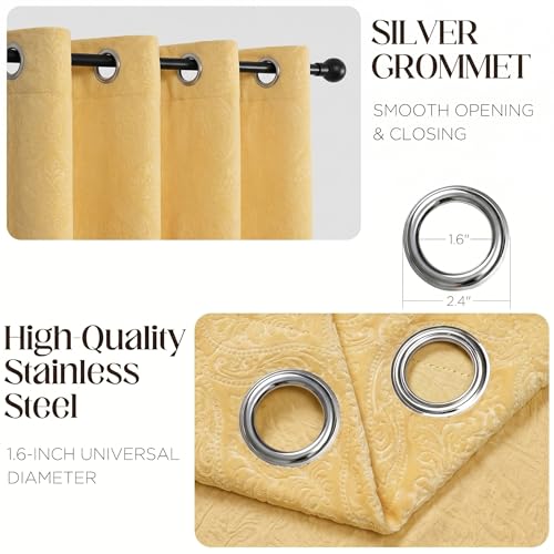 Image of IVAZA Velvet Fabric Emboss Door Curtains 8 Feet Set of 2| Panel Thick Curtains for Home and Office Decor | Eyelet Grommet Bohemian Curtains for Living Room Kitchen Hall, (4x8 Ft, Wine