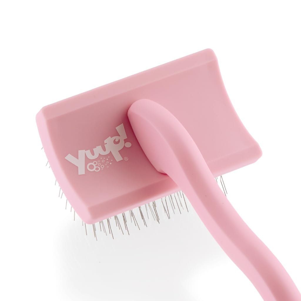 YUUP! - PINKBRUSH MINI Cardatore professionale a denti lunghi e ad alta densità, Spazzola per cani e gatti, accessori per toelettatura cane e gatto