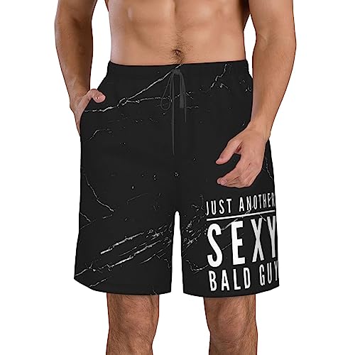 Kkaingg Just Another Sexy Bald Guy Men's Swim Trunks Quick Dry Swim Shorts Summer Beach Shorts with Pockets Swimsuit