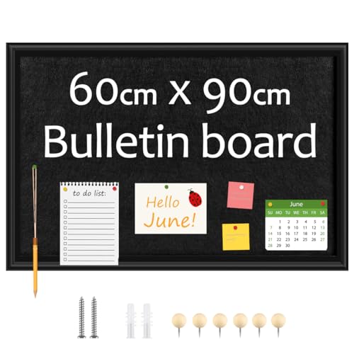 Okydoky 60 * 90cm Schwarz Pinnwand mit Holzrahmen, Memo Board, DIY dekorative schwarze Filz Pinnwand mit Nägeln, Küche, Büro, Schule und Haus Filz Board (BK-6090). DE