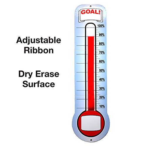 Global Printed Products Fundraising Thermometer Chart Goal Tracker | Dry Erase Goal Setting Wall Mounted Thermometer | Giant Sales Goal Board with Pull-Through Ribbon Progress Tracker (46" x 12") 2 Global Printed Products Fundraising Thermometer Chart Goal Tracker | Dry Erase Goal Setting Wall Mounted Thermometer | Giant Sales Goal Board with Pull-Through Ribbon Progress Tracker (46" x 12")