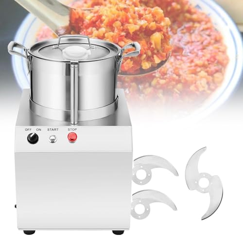 Rotary Double Blade Professional Electric Food Processor Equipment, 4.3 qt Stainless Steel Meat Vegetable Cutter for Allspice, Lemongrass(110V)