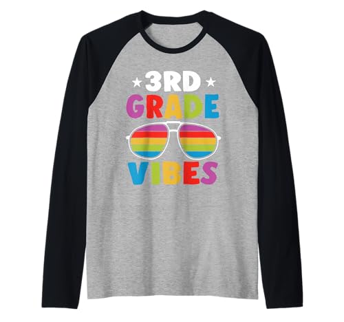 3rd Grade Back to School Sunglasses Vibes Retro First Day Manche Raglan