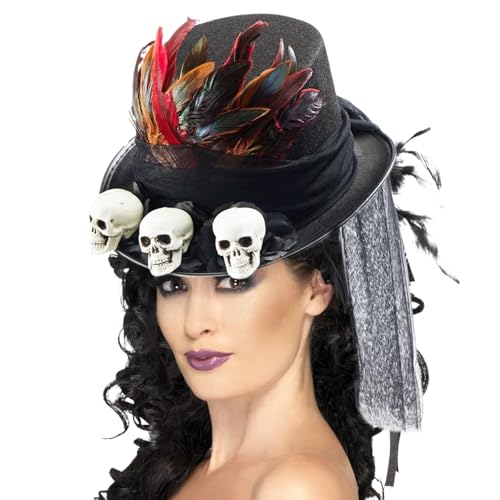 Sombrero steampunk de copa cómodo anticaída para disfraces con calaveras 4