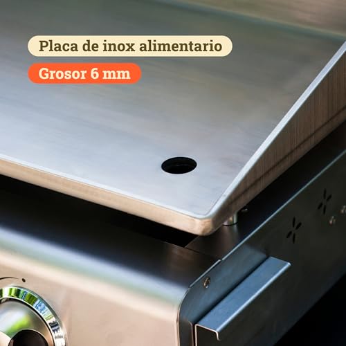 Miniatura 7 de Vivaplancha Plancha Gas Pimientos Todo Acero Inoxidable, 3 Quemadores, 7,5 Kw