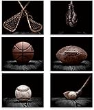 Sports Themed Photography Prints Artwork 6 Set Pieces Vintage Sports Canvas Wall Art Basketball...