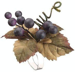 Silk Tree Warehouse Six Artificial Purple Grape Napkin Rings