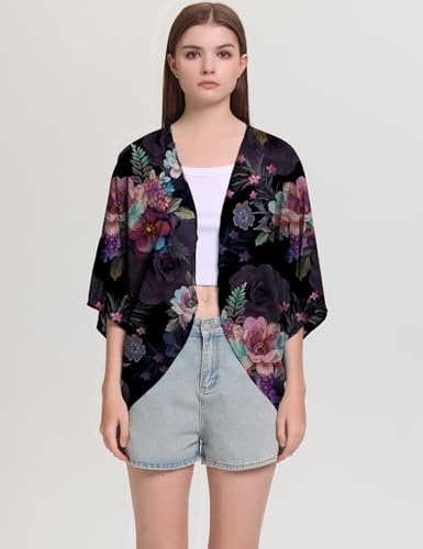 Image of Chunoy Women Short Sleeve Chiffon Kimono Beach Swimsuit Cover Up