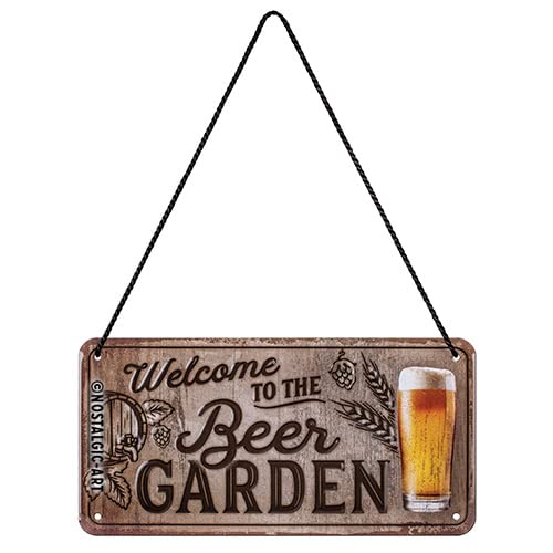 Nostalgic-Art Targa da appendere, Welcome to Beer Garden – Idea regalo per amanti della birra, in metallo, Design retrò per decorazione, 10 x 20 cm