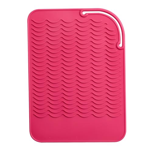 Oneleaf Portable Heat Insulated Silicone Mat – Designed for Curling & Flat Irons, Hair Straighteners – Versatile and Durable Heat Resistant Silicone Pouch for Hair Styling Tools-Pink