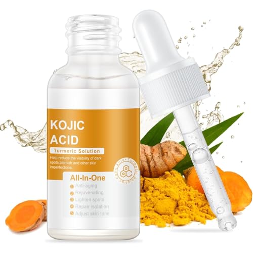 Turmeric Kojic Acid Serum for Dark Spots, Dark Spot Remover Serum with Glycolic Acid and Vera Extract for Sun Spots, Age Spots, & Even Skin Tone 1.05 OZ