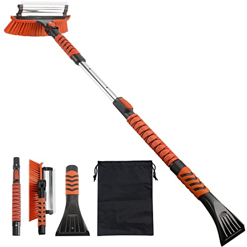 Orlegol 3 in1 Brosse à Neige Détachable 107 cm, avec Racloir et Racloir à Glace 270°, Outil de dégagement de la Glace, essuie-Glace en Caoutchouc avec poignée en Mousse pour Voiture, Camion, SUV Cover