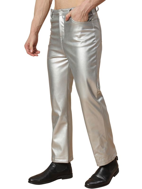 tandul Men Trouser - Silver Faux Leather Men Trouser Solid Men Trouser (8359)-picture-55