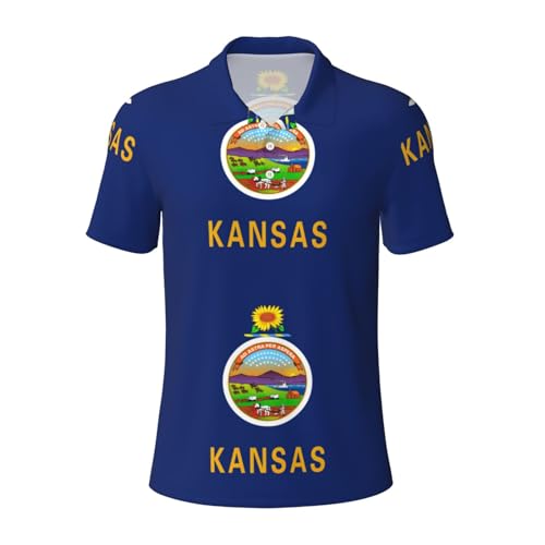 Polo drapeau Kansas pour homme idéal pour vos barbecues et sorties décontractées