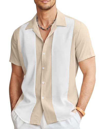 Chemise homme manches courtes col cuba anti transpiration pour l'été et la plage