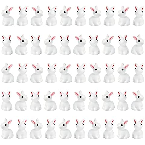 Exasinine 50Pcs Mini Rabbits Figurine Cover