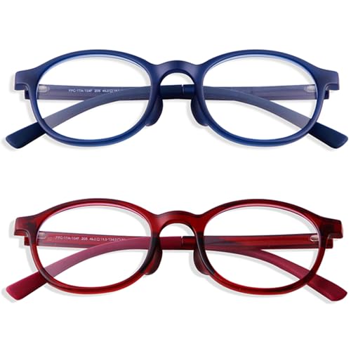 Image of 2Pack Oval Blue Light Glasses for Kids Gaming Computer Glasses for Girls Boys Age 3-10, Anti Blue Ray TR90 Eyeglasses