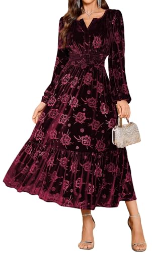 ZAFUL Womens Velvet Dresses Long Sleeve Cocktail Party Wedding Guest Dress