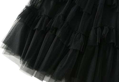 JHDESSLY Saia feminina com cintura elástica francesa, retrô, cintura alta, saia tutu com painel de m