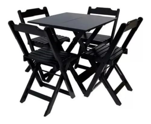 Jogos De Mesa Bar 70×70 Com 4 Cadeiras Dobráveis Em Madeira