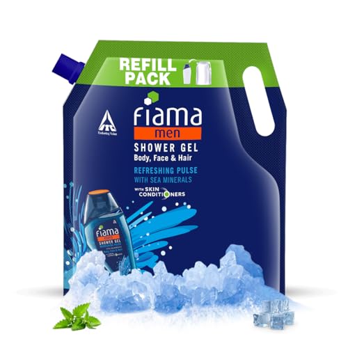 Image of Fiama Men Body Wash Shower Gel Refreshing Pulse, 1.4L Body Wash Refill Pack for Men with Skin Conditioners & Sea Minerals for Moisturized Skin, Skin Friendly pH, For All Skin Types