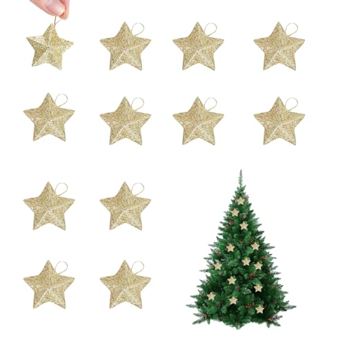12 Stück Weihnachtsbaum Stern Deko Weihnachtsbaum Deko...