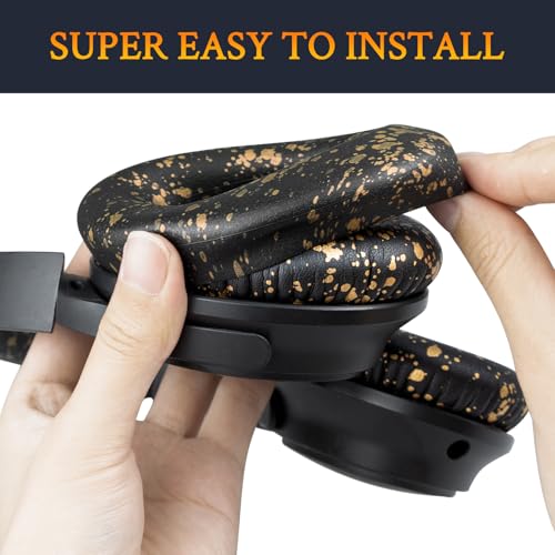 Image of SOULWIT Silicone Ear Pads Cover Protector for Bose QuietComfort QC15 QC25 QC2 QC35 QC45 /Ae2 Ae2i Ae2w /SoundTrue & SoundLink AE Headphones Cushions, Sweatproof, Easily Washable - Black Gold