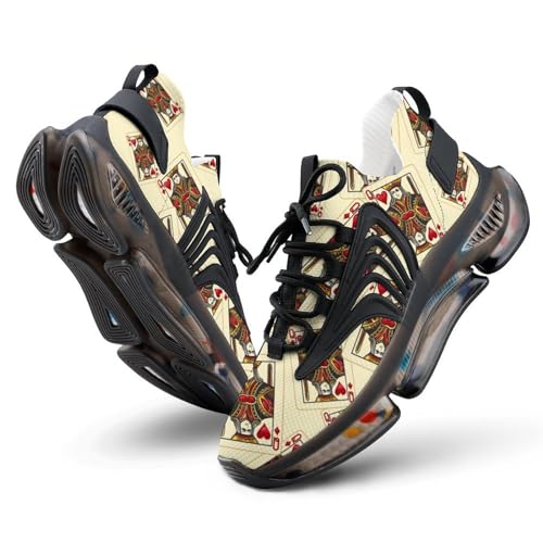 Queen of The Hearts Playing Card Poker Men's Running Shoes Fashion Walking Sneakers Lightweight Casual Sports Shoes for Women