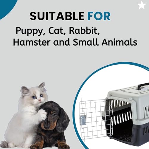 Image of Petarchi 19 Inch Pet Travel Carrier for Dogs, Cats, Kittens, Puppies & Rabbits | Dog Crate | Metal Door Spring Lock Ventilated Transport Box, Portable Kennel Cage for Shih Tzu, Pug (White & Grey)