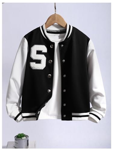 SHENHE Girl's Button Down Letter Colorblock Long Sleeve Baseball Bomber Casual Jacket3