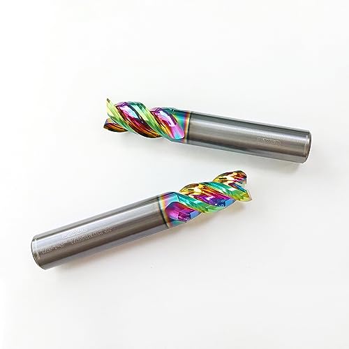 Image of Tools DLC Series Carbide Square End Mill, Diamond-Like Coating, End Mill for Aluminum, Copper, Magnesium Alloys, High Silicon Aluminum, Composite Materials,3 Flute,1 /2 Shank (0.5(1 /2) inch, 2pcs)