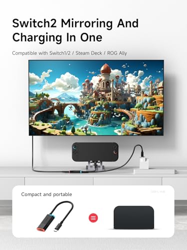 Image of Hagibis Switch 2 Dock, USB C Male to HDMI Cable with 4K@60Hz HDMI, 100W PD, Portable Travel TV Dock Type-C to HDMI Adapter for Laptop, Tablet, Switch, SteamDeck, ROG Ally (Male to Female 4K@60Hz)