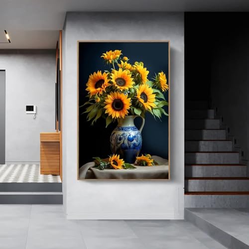 Affiches et impressions fleurs jaune tableau de salon moderne 70x100 - 3