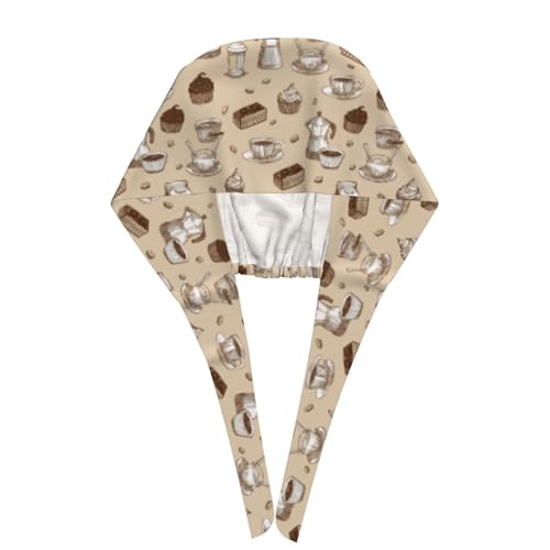 Image of Working Cap Scrub Cap with Sweatband Adjustable Unisex Tie Back Hat for Cleaning Farm Nursing