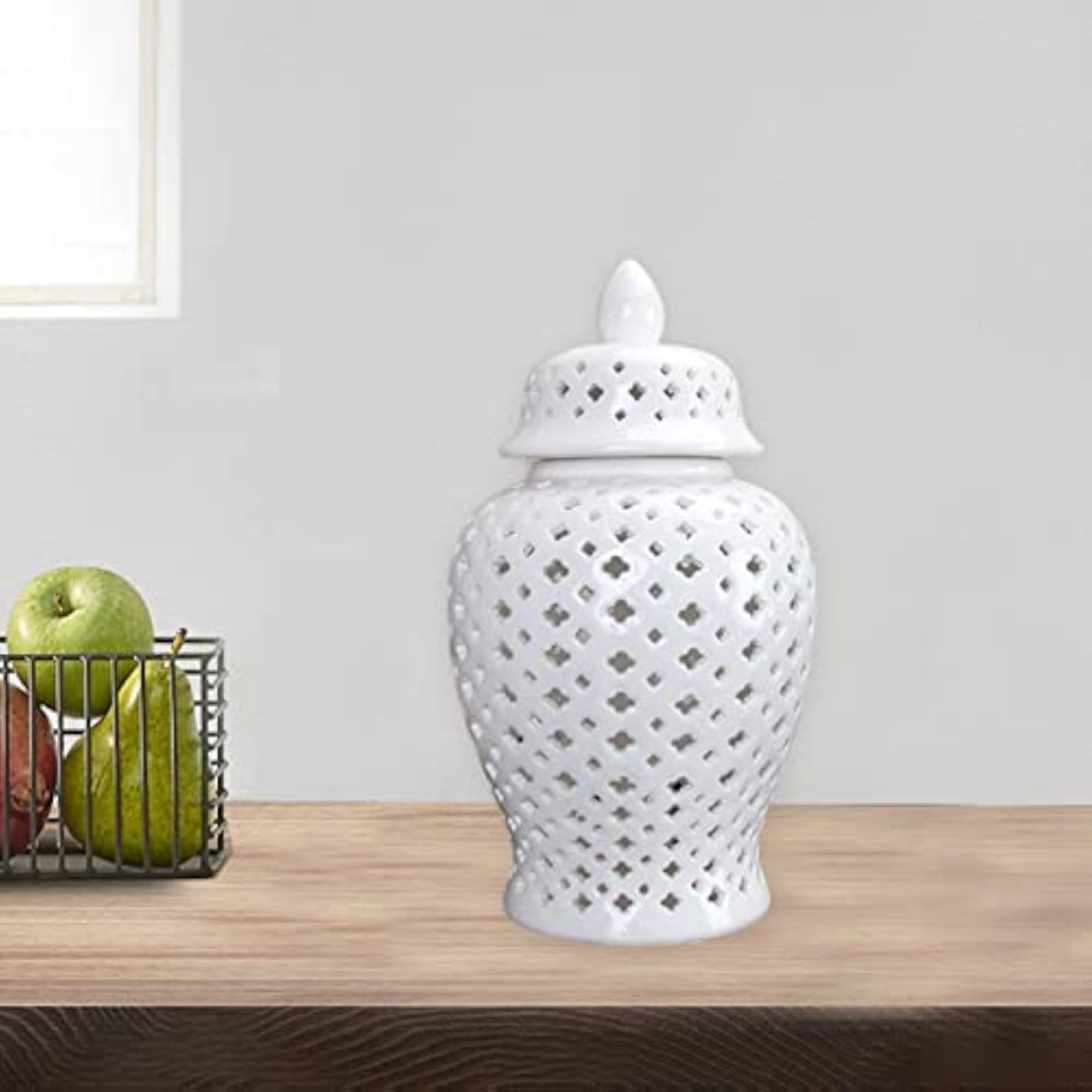 Ceramic Ginger Jar Vase with Lid Decor Storage