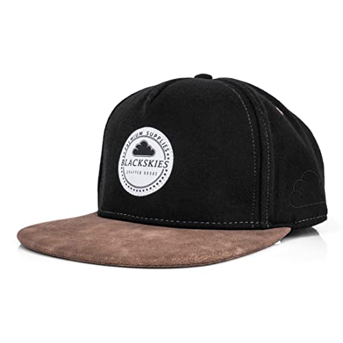 Photo de Blackskies® Behemoth Snapback Cap | Casquette Baseball Unisexe Homme Femme Basecap Nubuck - Noir Brun - Streetwear Outdoor Été Loisirs