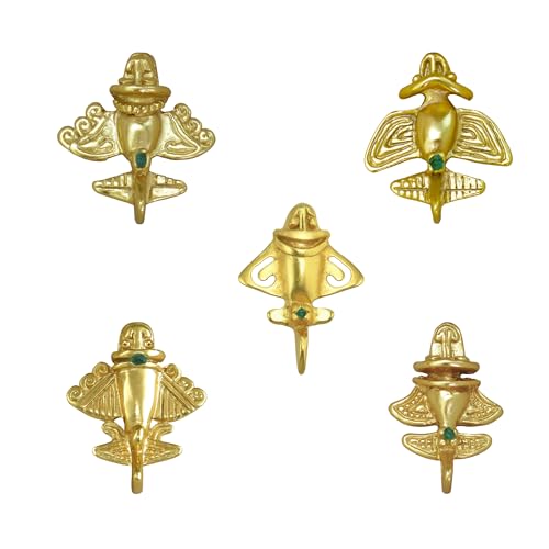 Image of Colombian Emerald & Multi-Material Options | Quimbaya Flyer Lapel Pin | Ancient Alien Golden Jets Collection