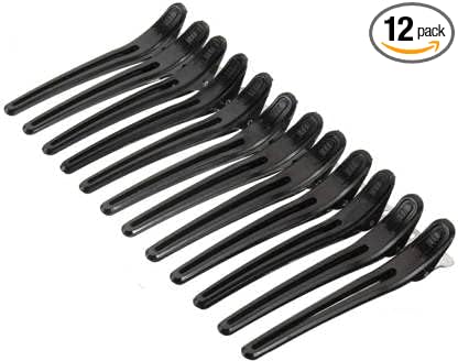 Osking 12pcs/set Black Salon Hairdressing Clip Flat Metal Hair Styling Section Clip Accessories Hair Cutting Clips Tool Hair Clip (Black) Hair Clip